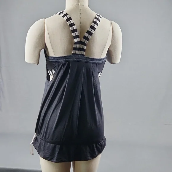Lululemon -Rest Less SportsTank - Black/White w/drawstring waist - Sz 10 - Picture 2 of 6
